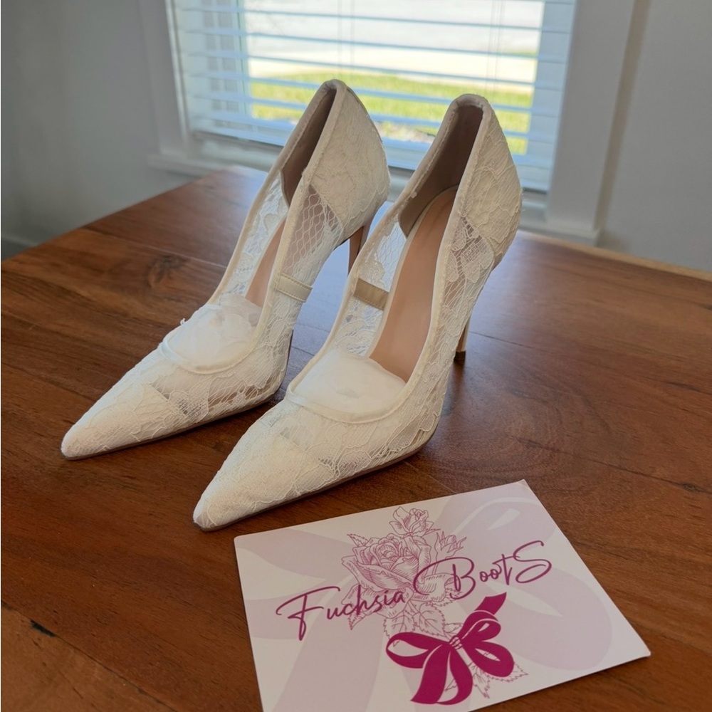 White Lace Stiletto High Heels